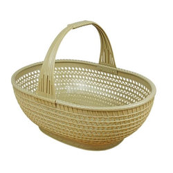 Bamboo Basket, Hand-Held Basket, Picnic Basket, Bamboo Woven Basket, Grocery Basket, Shopping Basket, Handmade Woven Vegetable Basket, Large Rattan Basket