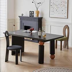 Carefully selected retro rectangular round dining table, black Nordic modern minimalist desk, creative coffee table, office desk
