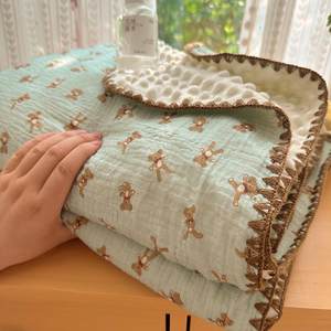
Autumn and winter new type A cotton crepe + baby velvet multi-functional blanket, universal baby blanket, sofa blanket for all seasons