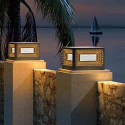 Solar column lamp outdoor waterproof p villa courtyard lawn lamp modern simple garden atmosphere floor-to-ceiling viewing
