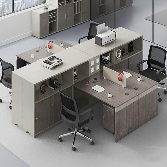 Different House Furniture Employees Desk and Chair Combined Single Four Employee Position Screen Card Modern Computer Table