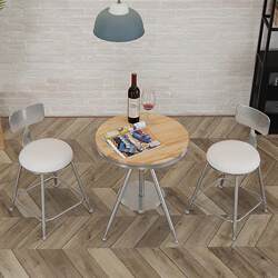 Nordic solid wood small dining table and chair combination simple iron back chair milk tea shop cafe leisure balcony table