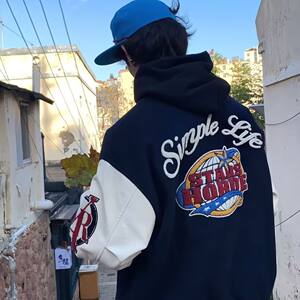 
Autumn and winter loose American couple towel embroidered men's and women's pilot cotton coats Hong Kong style Japanese style Harajuku style baseball uniforms