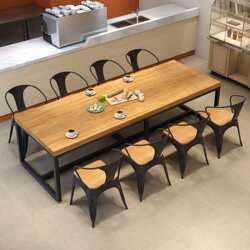 Industrial style rectangular large solid wood dining table and chair combination restaurant milk tea long table coffee shop table 1034