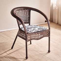 Single dining chair rattan chair backrest chair armrest chair balcony outdoor woven chair simple leisure cafe Baoli