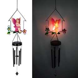 New solar flower fairy lawn branch chandelier wrought iron wind chime lamp outdoor waterproof courtyard landscape decorative lamp