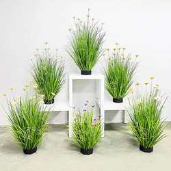 Injection molded green plants fake grass potted plants simulated reed dog tail grass lace flower artificial plants wedding decoration