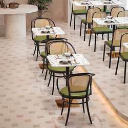 Southeast Asian Feng Shui Terrazzo Table and Chair Combination Rattan Dining Chairs Western Restaurant Cafe Hotel Milk Tea Shop Tables and Chairs