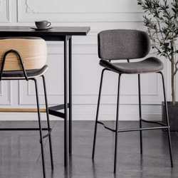 Nordic light luxury bar chair, modern simple backrest, home leather bar chair, cafe iron art fashion bar chair