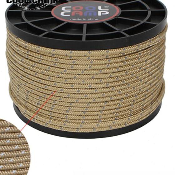Outdoor camping high -density tent rope High -intensity camping rope khaki color reflective rope fixed adjustment pull rope