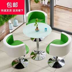 Round modern milk tea shop table and chair combination negotiation reception dining table and chair reception lift swivel chair dessert coffee table