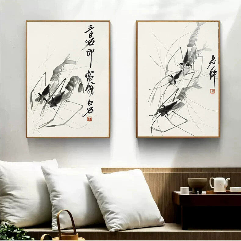 齐白石虾画上墙-淘宝逛一逛