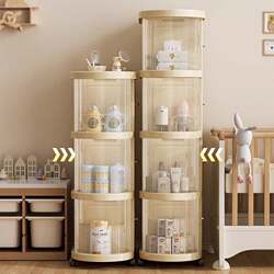 Baby feeding table household baby supplies storage cabinet large capacity wheeled storage cabinet foldable multi-layer storage rack