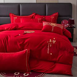 Wedding bedding four-piece set big red wedding room festive bed sheets quilt cover quilt wedding wedding gift Chinese style