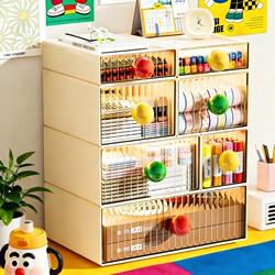Dopamine Drawer-Type Desktop Storage Box DIY Large-Capacity Student Desk Stationery Storage Cabinet Office Organizer Box