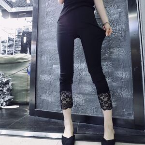 
Summer pure cotton splicing plus size slimming three-point lace D silk lace pencil pants for women, fashionable and versatile bottoming pants for women