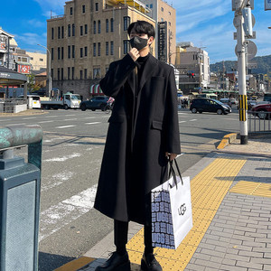 
Coat men's winter Korean style cashmere mid-length woolen high-end windbreaker men's loose thickened woolen coat trendy