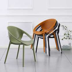 Dining chair home backrest plastic chair modern simple stackable chair restaurant cafe dining table and chairs with Nordic
