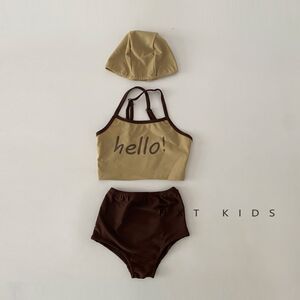 
Baby fashionable g swimsuit three-piece set for summer children's outing beach swimming pool swimming cap swimming trunk suit