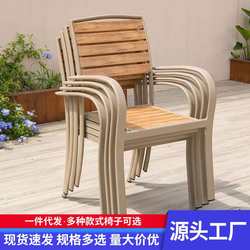 Outdoor anti-corrosion wood dining chair, plastic wood chair, courtyard balcony single chair, simple garden open-air leisure cafe stool