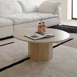 Living room home travertine coffee table home round designer French small apartment travertine slate coffee table