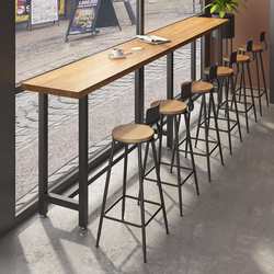 Modern bar table and chair combination commercial solid wood restaurant milk tea shop coffee shop long table high feet against wall narrow table