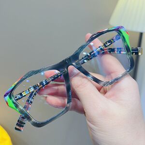 
Jiandan versatile fashionable glasses frame for men and women retro personalized color matching plate large frame anti-blue light with myopia flat light