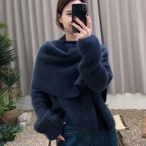 
High-end, lazy, Korean-style, high-end, thick, raccoon fur pullover, fashionable two-piece set. Sweater for autumn and winter.