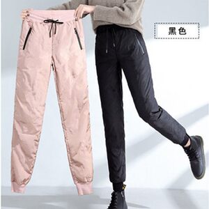 
Off-season down pants for women in winter wear high-waisted velvet thickened cotton pants 2021 new fashionable slim casual warm pants
