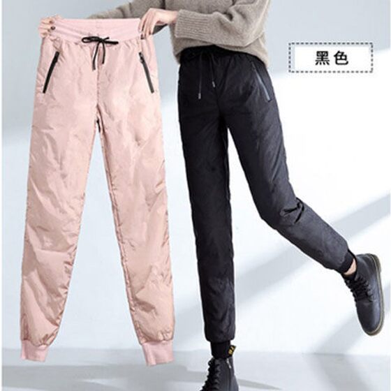 
Off-season down pants for women in winter wear high-waisted velvet thickened cotton pants 2021 new fashionable slim casual warm pants