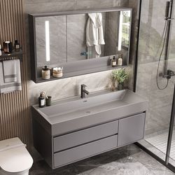 Simple bathroom washbasin washbasin cabinet combination bathroom cabinet mirror cabinet combination slate integrated basin home