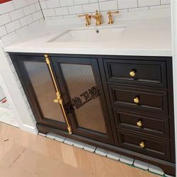 American light luxury oak bathroom cabinet combination solid wood floor-standing bathroom cabinet bathroom washbasin washbasin