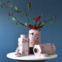 New Chinese-style pastoral living room flower storage jar ceramic vase ornaments decorative flower arrangement bird hand-painted