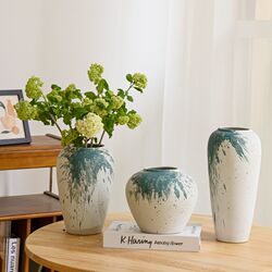 Vase ornaments, living room flower arrangement, new Chinese style retro ceramics, high-end living room hydroponic flowers, table decoration ornaments