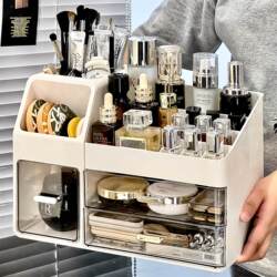 Cosmetics Storage Box, Desktop High-End Dressing Table Lipstick Box, Large-Capacity Skin Care Product and Perfume Storage Rack