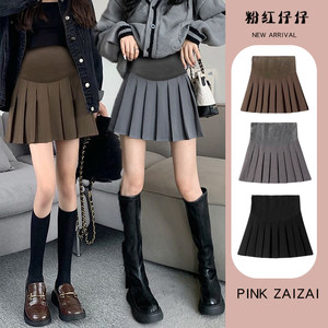 
Pregnant women's skirt with a belly support in spring and autumn summer, wearing black short skirt leggings skirt with pregnant women's pleated skirt