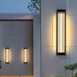 Solar outdoor wall lamp villa new Chinese style door post lamp courtyard door waterproof modern simple long strip wall lamp