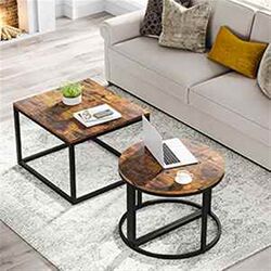 American simple steel and wood structure living room combination coffee table, sofa side table corner table multifunctional square coffee table