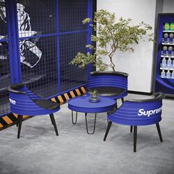New style. Retro industrial style oil barrel sofa leisure chair combination iron commercial small round table milk tea shop coffee