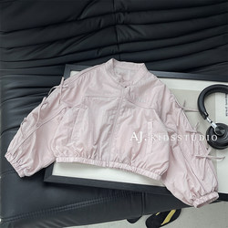 【Fallen Cherry Blossoms】Ajuan Spring/Summer Girls' Solid Color Salt Style Bowknot Stand Collar Sun Protection Windbreaker Jacket Mpg8288