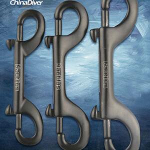 Nautilus diving double -headed double -headed hook stainless steel side hanging buckle water fast unload spring hook fixed accessories black