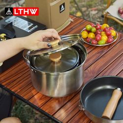 LTHW Lvteng portable stainless steel pot set picnic stove pot picnic camping camping folding pot water boiling cooker