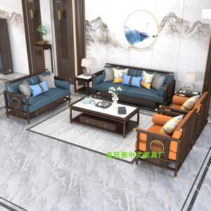 
New Chinese solid wood sofa combination, modern minimalist office sofa, living room, Zen Chinese style furniture villa combination