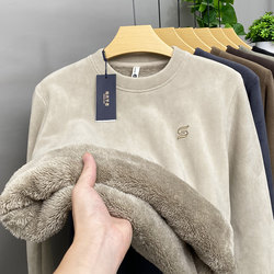 Winter Extra Thick Crew Neck Fleece Sweatshirt for Men, New Style, Fleece-Lined, Thickened, Warm, Fleece Base Layer Pullover Top