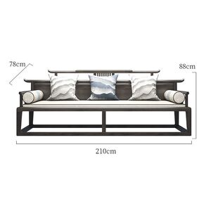 
New Chinese-style solid wood sofa combination Arhat bed modern living room office model room Zen whole house furniture set