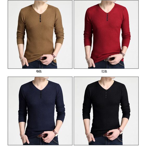 
2022 new spring and autumn V-neck thin pullover Korean style men's sweater base men's sweater manufacturer