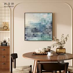 Modern Minimalist Light Luxury Blue Mosaic Square Living Room Decorative Painting Entrance Background Wall Painting Bedroom Hanging Painting