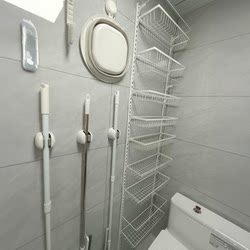 Cosmetics Storage Rack, Bathroom Shelf, No-Drill Toilet Washroom Shower Glass Door Hanging Basket