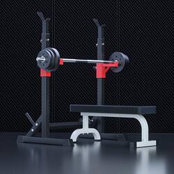 Barbell Rack, Squat Rack, Bench Press Equipment, Fitness Equipment for Home Use, Men's Power Rack, Bench Press Bench, Barbell Set, Adjustable Height