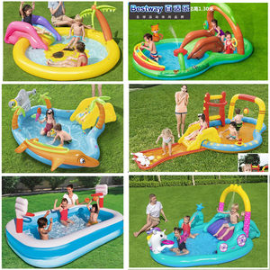 Swimming Pool Family Big Water Park with a slide to spray water spraying the pool BESTAWY inflatable children's swimming pool
